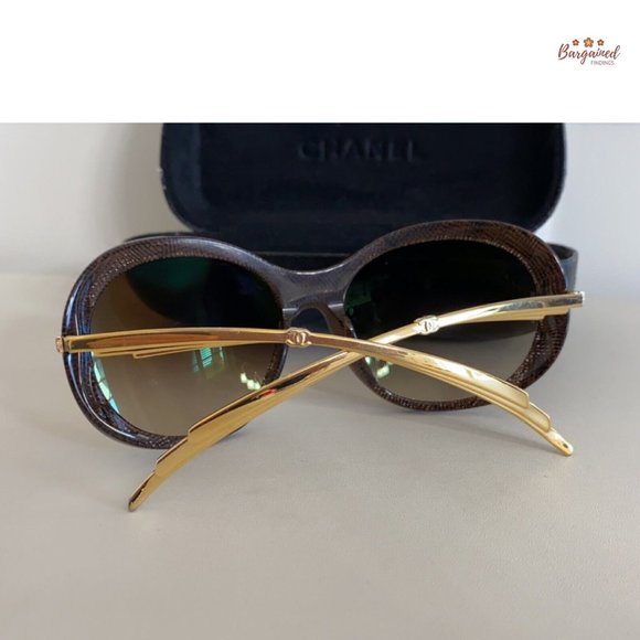 Authentic CHANEL Brown Lenses Lace Acetate Gold Temple Gradient Tint Sunglasses - Picture 8 of 12
